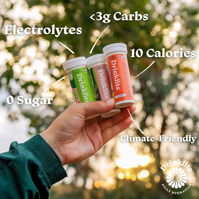 Drinklits Hydration Tablets - Electrolytes & Vitamins | Ginger-Lime and Orange - 2 Pack (20