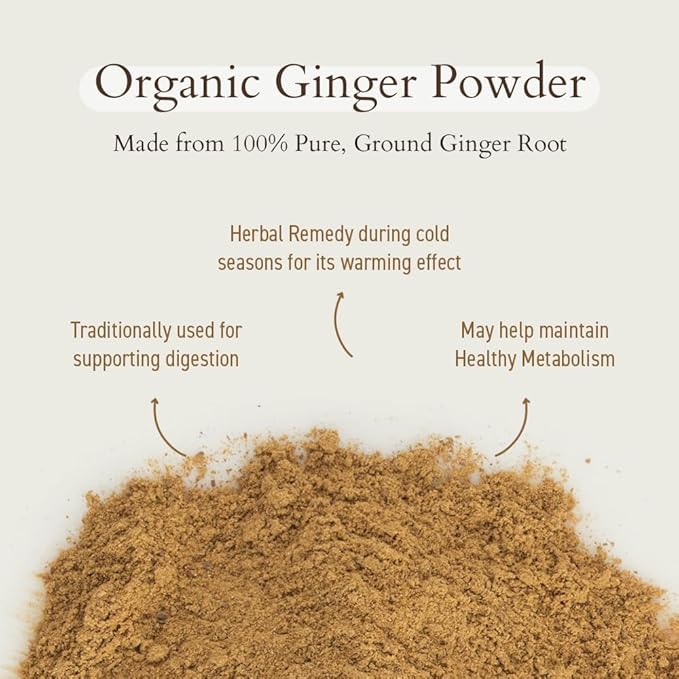 Geo-Fresh Organic Ginger Powder 1.4 oz - Ground Ginger Powder Organic Raw - USDA Certified