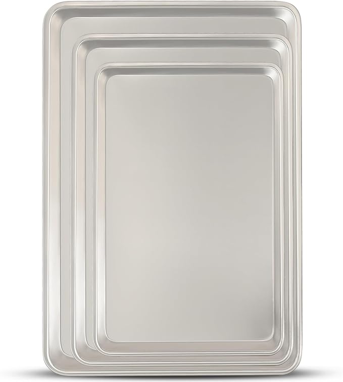 Baking Sheet Pan Set of 3, Commercial Quality Aluminum Cookie Sheets for Oven, Umite Chef Warp