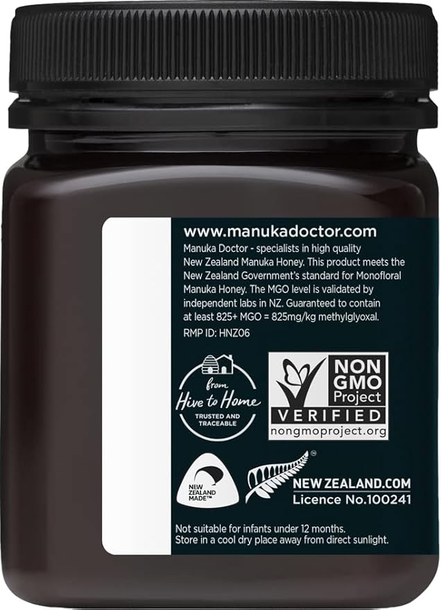 MANUKA DOCTOR - MGO 825+ Manuka Honey Monofloral, 100% Pure New Zealand Honey. Certified.