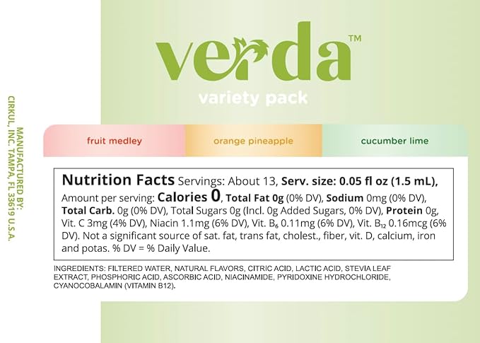 Cirkul Verda Flavor Cartridge Variety Pack with Antioxidants, Stevia, and Vitamin B, 6-Pack (2