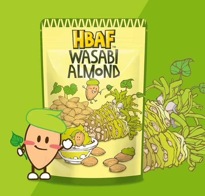 Gilim HBAF Korean Seasoned Almonds (Wasabi, 1 x 210 gram pack)
