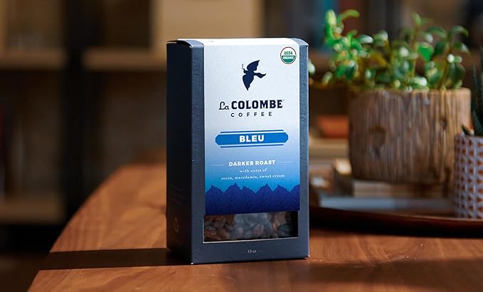 La Colombe Bleu Organic Dark Roast Whole Bean Coffee - Notes of Cocoa, Macadamia & Sweet Cream, 12