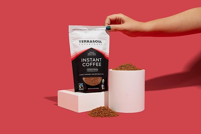 Terrasoul Superfoods Organic Freeze-Dried Instant Coffee, 3.5 oz - Fairtrade | Arabica Beans |