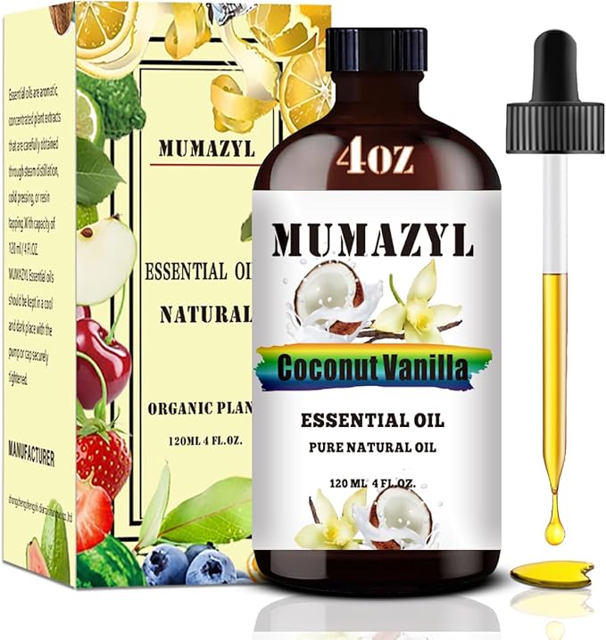Coconut Vanilla Essential Oil, Coconut Vanilla Oil 4 Fl Oz 120ML for Diffuser Humidifier Yoga