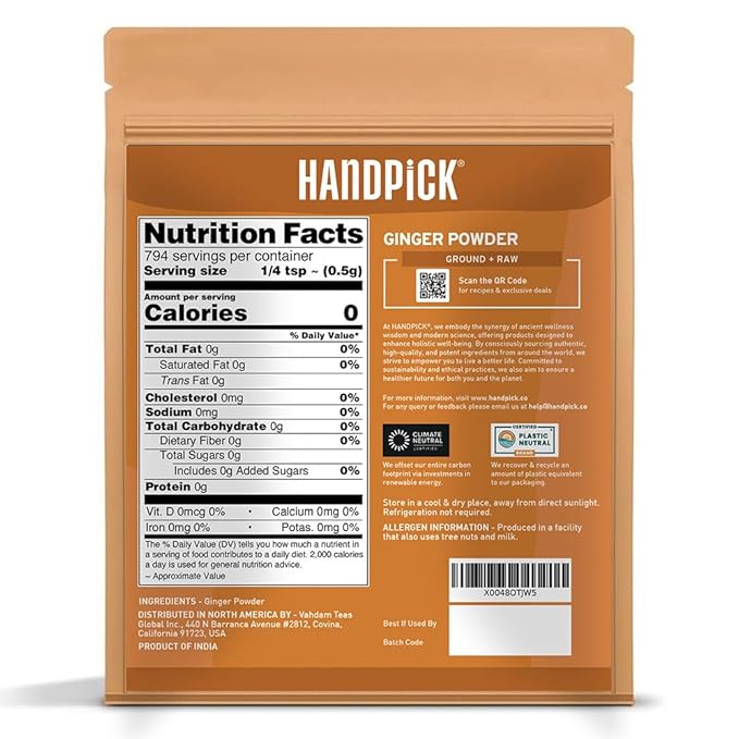 HANDPICK Ginger Powder (14oz/397g) No Additives, No Preservatives, No Fillers | Ginger Root Powder