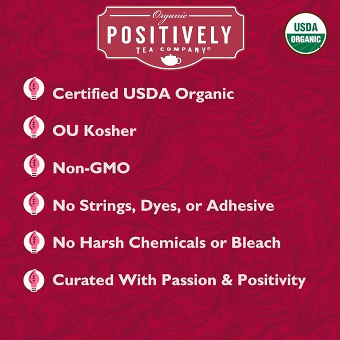 Organic Positively Tea Company, Hibiscus Herbal Tea Bags, 100 Count, Eco-Friendly Tea Bags, Non-GMO