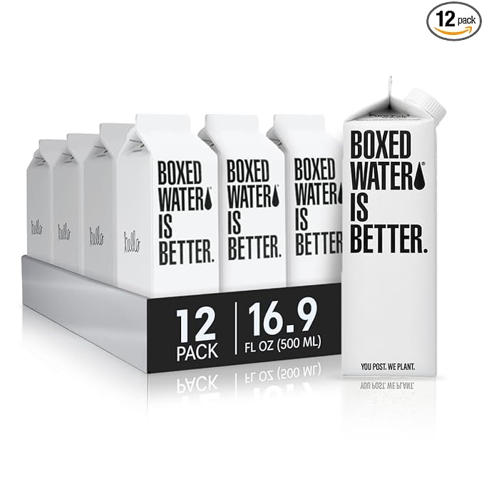 Boxed Water 16.9 oz. (12 Pack) – Purified Drinking Water in Plant-Based Cartons – BPA-Free