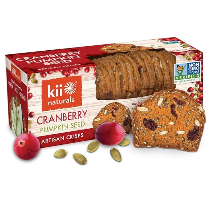 Kii Naturals Artisan Crisps, Healthy Snack Crackers for Cheese, Meats, Spreads, Charcuterie Board