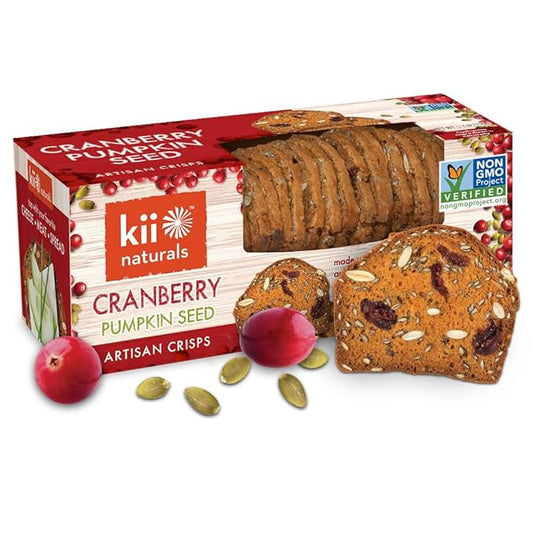 Kii Naturals Artisan Crisps, Healthy Snack Crackers for Cheese, Meats, Spreads, Charcuterie Board
