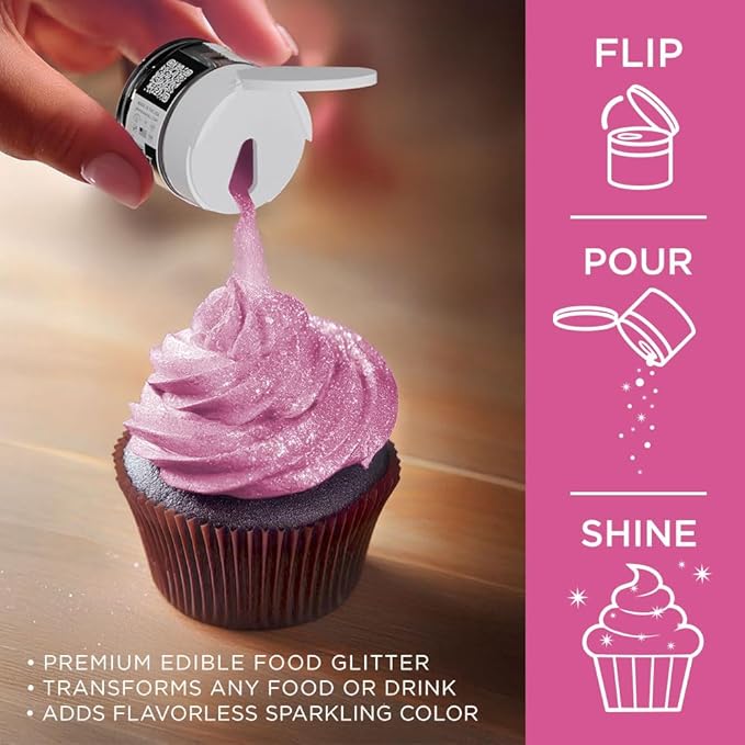 Bakell - Deep Pink Tinker Dust (5g, 1x Jar) Edible Glitter for Food, Desserts, and Beverages!