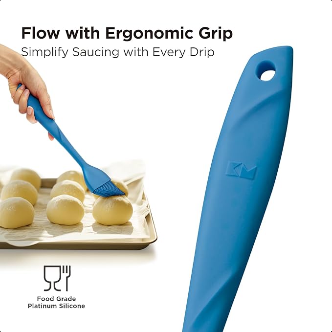 Kitchen Mama WaltzGrip Platinum Silicone Basting Pastry Brush: Set of 2 Heat-Resistant Brushes