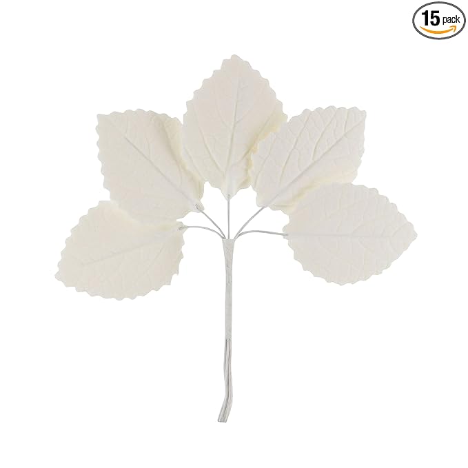 Global Sugar Art Hydrangea Leaves Sugar Cake Flowers Small White, 15 Count by Chef Alan Tetreault