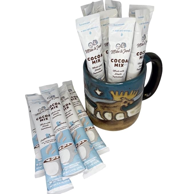 Mike & Jen's Hot Cocoa Mix Single Serve Sticks. 5 Simple Ingredients. 12 Servings