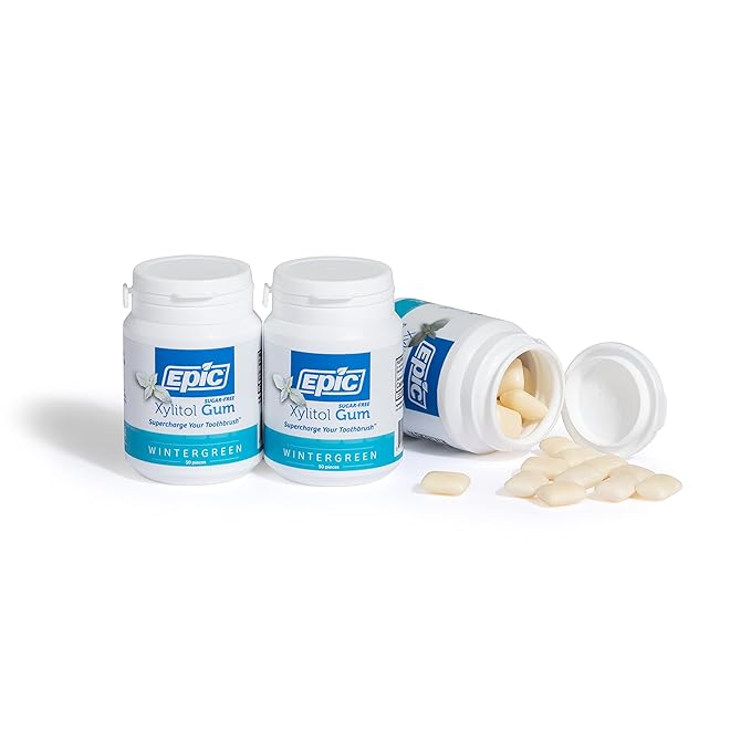 Epic 100% Xylitol Wintergreen Chewing Gum - Sugar Free, Aspartame Free Dental Gum - Supports Oral