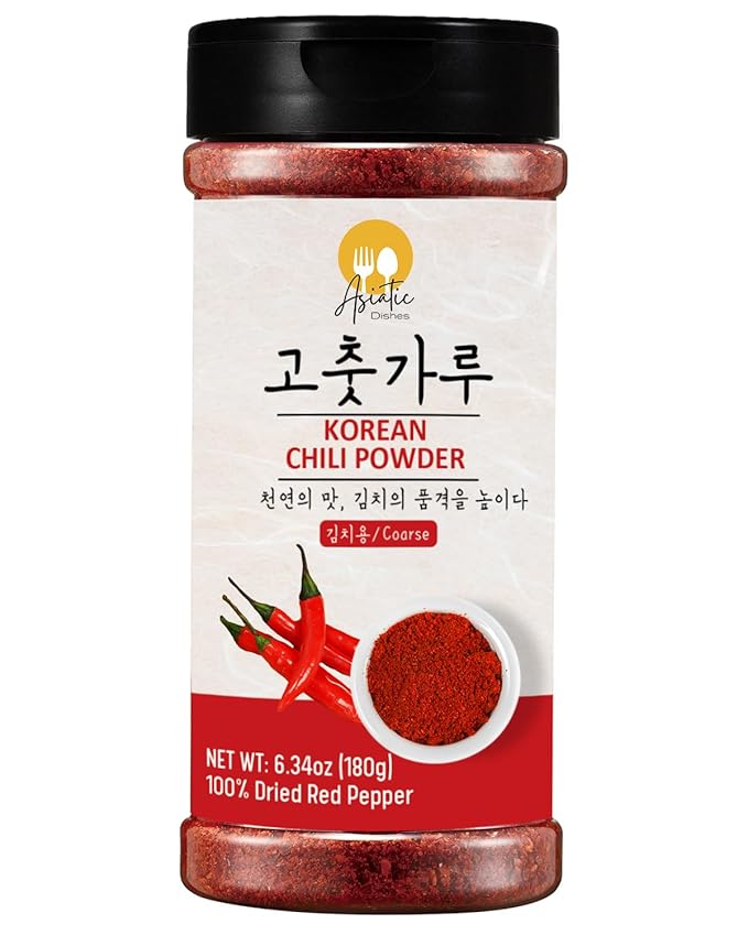 Asiatic Dishes Gochugaru Korean Red Pepper Flakes ??6.34oz Bottle of Sun-Dried Chili Powder for