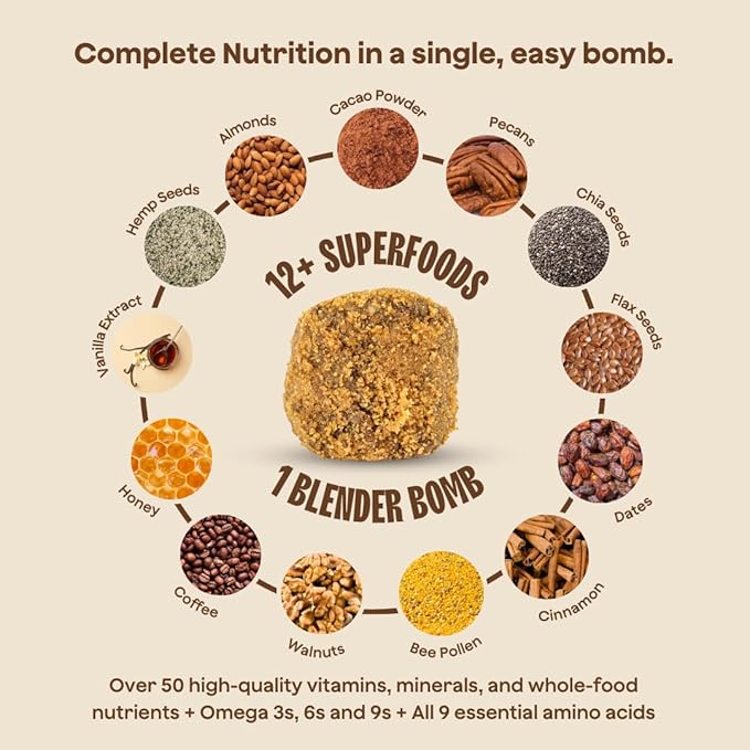 The Bomb Co. Blender Bomb, Java Jolt, Superfood Smoothie Mix With Coffee & Amino Acids for Energy