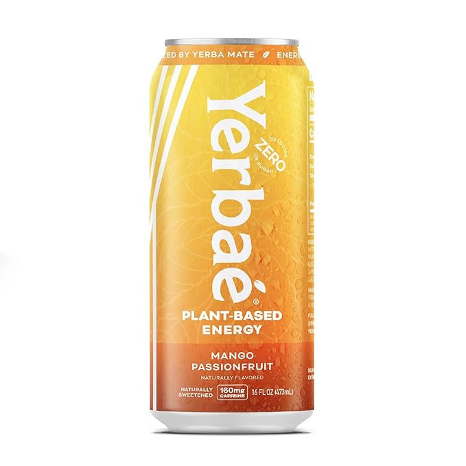 Yerbaé Mango Passion Fruit Functional Energy Drink - 0 Sugar, 0 Calories, 0 Carbs. Yerbae is