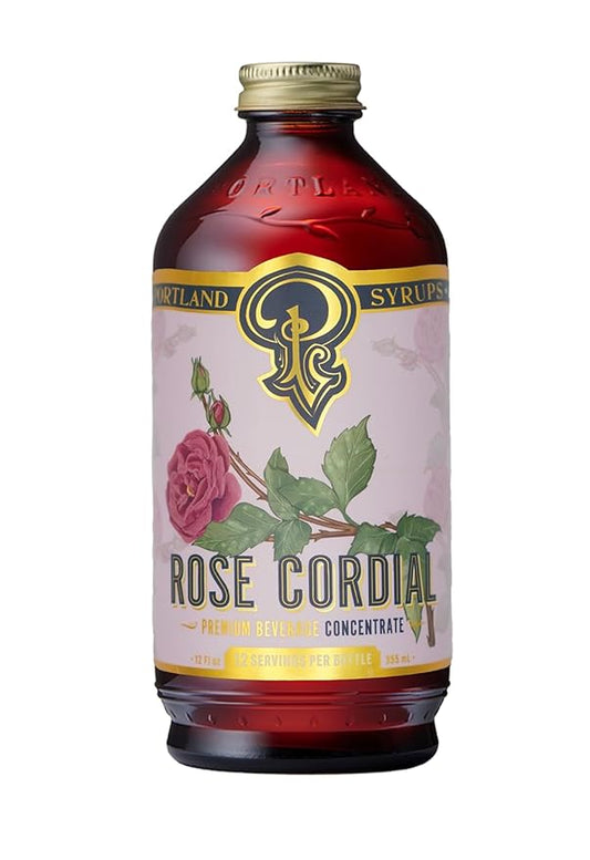 Portland Syrups Rose Cordial Syrup - Craft Exquisite Floral beverages for Cocktails, Mocktails