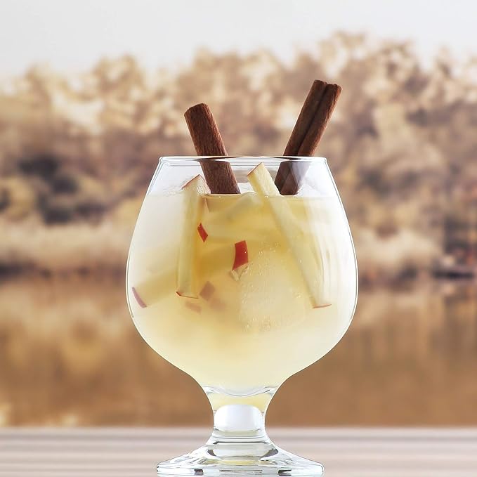 LAV Brandy Snifters Glass Set | Dishwasher Safe, Short Stem Balloon Glasses, Glass Goblets for