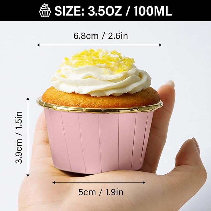 EUSOAR Cupcake Liners, 50pcs 3.5oz Aluminum Foil Wrappers Muffin Cupcake Containers, Disposable