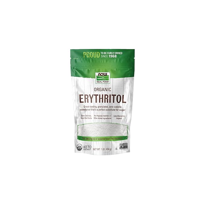 NOW Foods, Organic Erythritol, Pleasant Sweetner for Reduced-Calorie and Sugar-Free Recipes