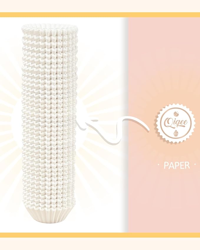 qiqee 600 Count Mini Cupcake Liners White Muffin Liners Food Grade Baking Cups Paper No