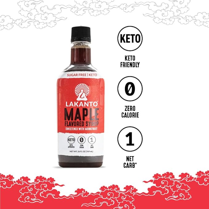 Lakanto Sugar Free Maple Syrup - Monk Fruit Sweetener, Keto Diet Friendly, Vegan, 1g Net Carbs