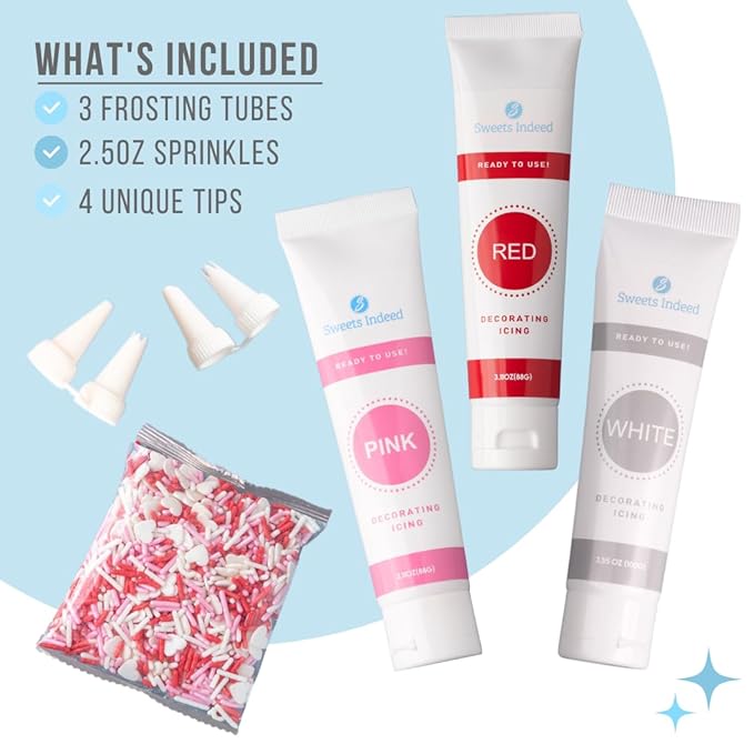 Sweets Indeed Frosting Kit plus Sprinkles Frosting Tubes nozzles 11.71 ounces Perfect for baking