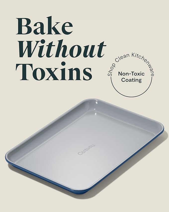 Caraway Nonstick Ceramic Small Baking Sheet (9x13”) – Non-Toxic, PTFE & PFOA Free – Oven Safe