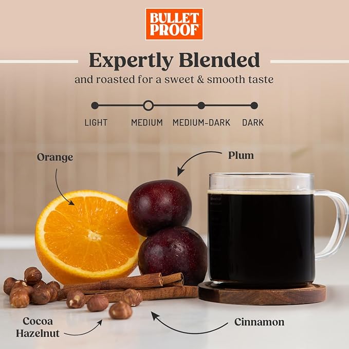 Bulletproof Original Medium Roast Ground Coffee, 12 Ounces (Pack of 3), 100% Arabica Beans, Clean