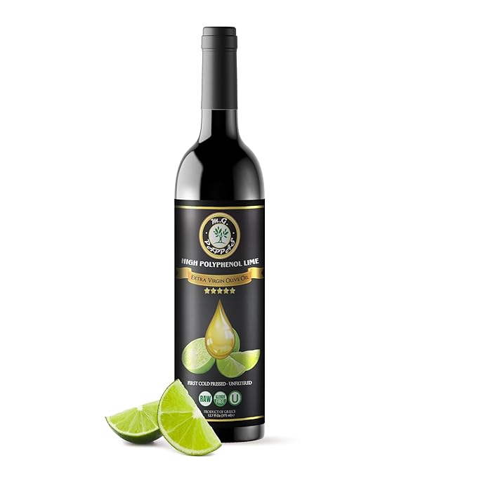 M.G. PAPPAS High Polyphenol Rich Lime Infused Olive Oil Extra Virgin - Over 500mg/kg - Unfiltered