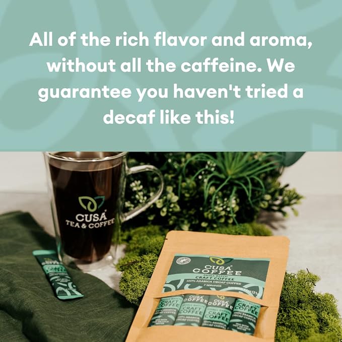 Cusa Tea & Coffee | Premium Instant 100% Arabica Decaf | Rainforest Alliance Certified Arabica