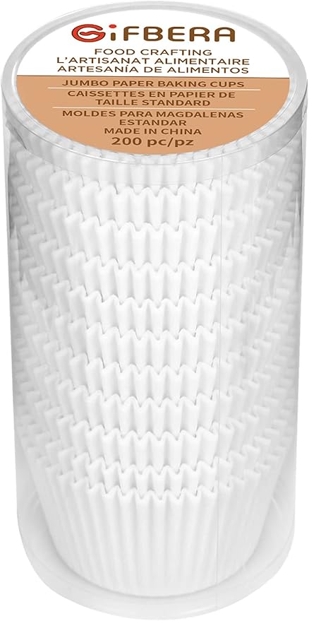 Jumbo White Cupcake Liners Greaseproof Paper 200-Count - Gifbera Odorless Muffin Baking Cups