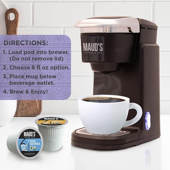 Maud's Organic Coffee Pods Variety Pack, 56 ct, 8 Assorted Flavors, Recyclable Single Serve Pods