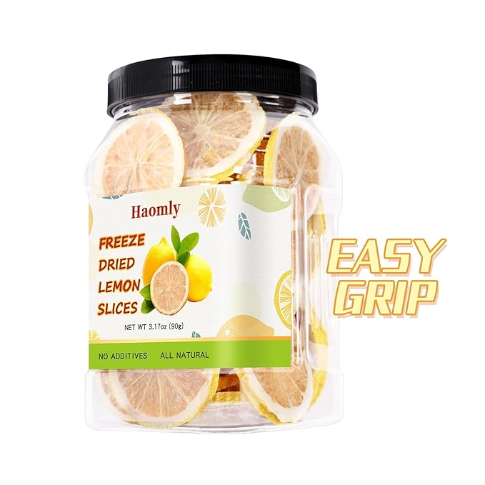 Haomly Freeze Dried Lemon Slices -90g/3.17oz -100% Natural Dehydrated Lemons-Dehydrated Fruit