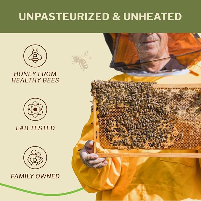 OneRoot Raw Buckwheat Honey - 500g/17.6oz, Unheated, Unfiltered and Unprocessed Natural Dark Honey