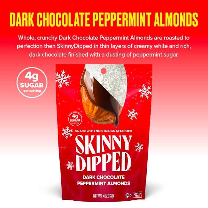 SkinnyDipped Peppermint and Mocha Splash Almonds Variety Pack Bundle, Healthy Snack, Plant Protein