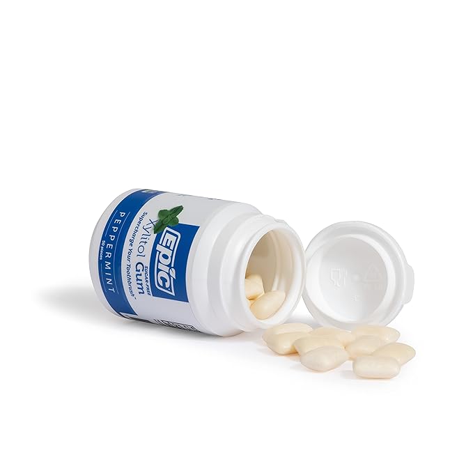 Epic 100% Xylitol Peppermint Chewing Gum - Sugar Free, Aspartame Free Dental Gum - Supports Oral