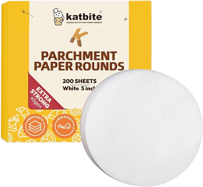 Katbite 200Pcs 5 Inch Parchment Paper Rounds, Extra Strong Heavy Duty & Non-stick for Patty