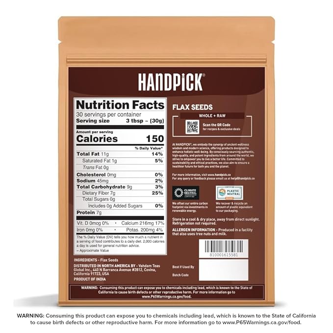 HANDPICK Flax Seed (2 lb) | Gluten Free Brown Seeds | Raw Seeds Sourced from India | Grinds easily