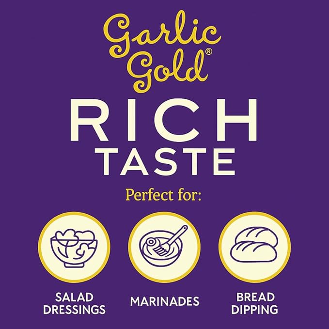 Garlic Gold Extra Virgin Olive Oil Infused with Garlic, Premium Certified USDA Organic, Low FODMAP