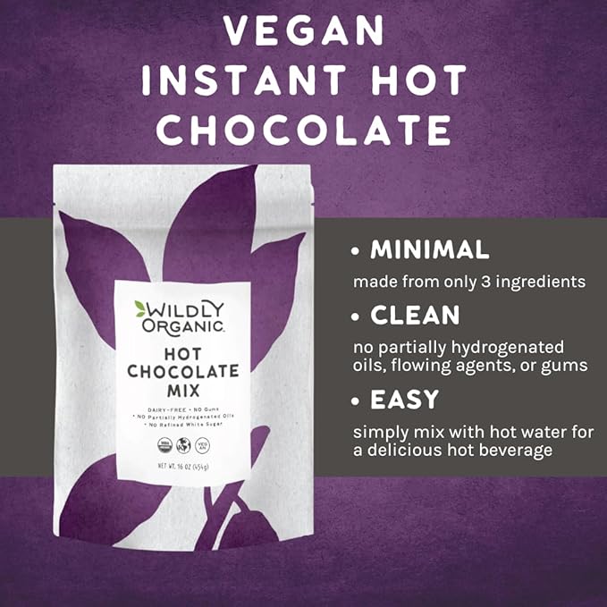Wildly Organic Hot Chocolate Mix - 16 Oz, 1 lb Bag - Organic, Vegan, Raw Cacao, Fair Trade