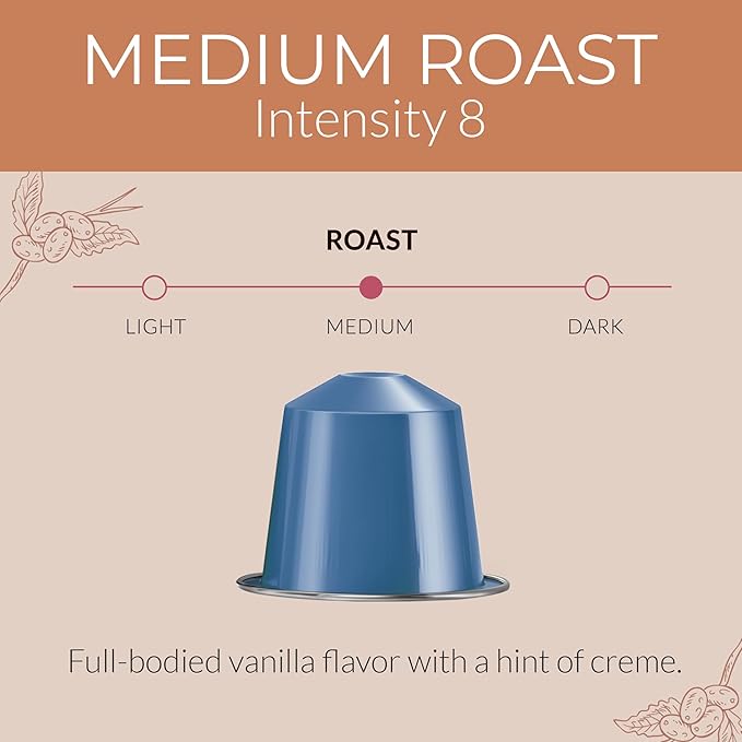 Camilla’s Heritage - Intensity 8 Vanilla Flavored Espresso Coffee, Gourmet Espresso Cups, 60 Coffee