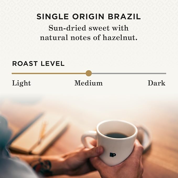 Peet's Coffee, Medium Roast Single Serve Coffee Pods - Single Origin Brazil 88 Count (4 Boxes of 22