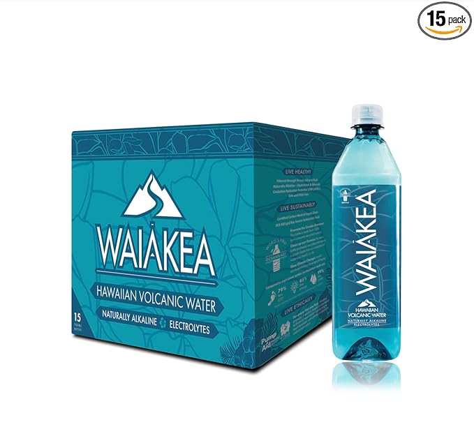 Waiākea - Hawaiian Volcanic Water - Naturally Alkaline Water - pH Range 7.6 to 8.2 - All Natural