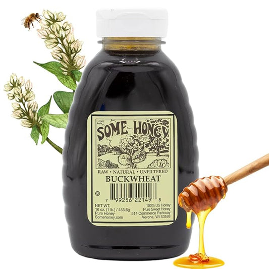 Some Honey Raw & Unfiltered Buckwheat Honey – 100% Pure U.S. Honey – USDA Grade A – All-Natural