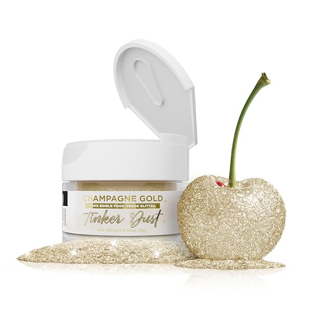 Bakell - Champagne Gold Tinker Dust (5g, 1x Jar) Edible Glitter for Food, Desserts, and Beverages!