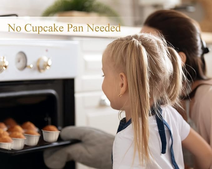 White Cupcake Liners, 100pcs Muffin Baking Cups,Ramekin Holders, Heavy Duty Oil-proof Wrappers for