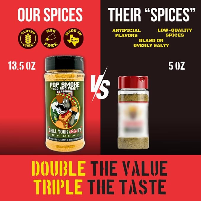 GYAO Pop Smoke Taco Seasoning – 13.5oz All-Purpose Tex-Mex Seasoning for Beef, Chicken, Tacos &